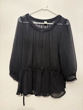 Old Navy Black Sheer Peasant Tunic
